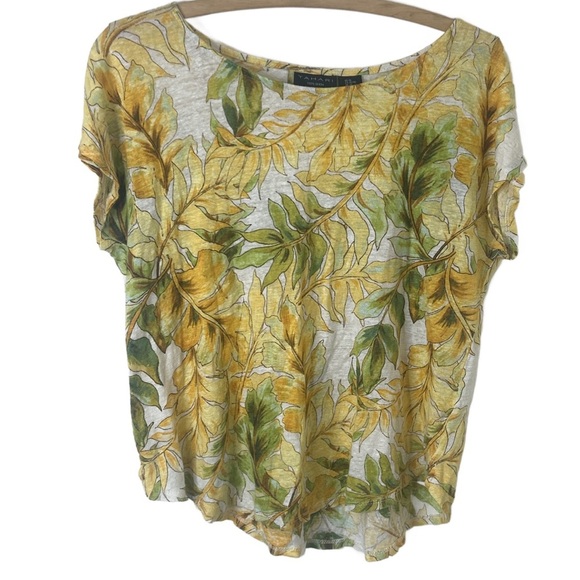 Tahari Tops - TAHARI 100% Linen Tropical Knit Short Sleeve Top Size XL